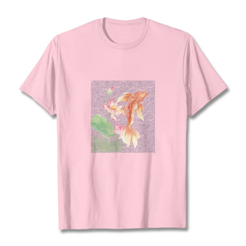 Nimara Ritual Koi Fish Lotus Combination Cotton Tee T-shirt