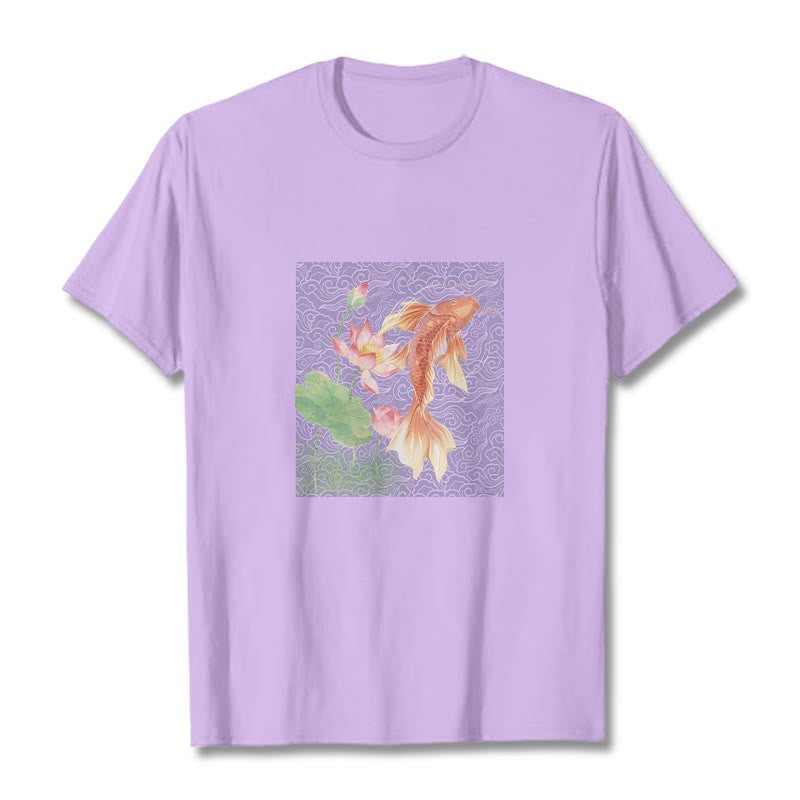 Nimara Ritual Koi Fish Lotus Combination Cotton Tee T-shirt
