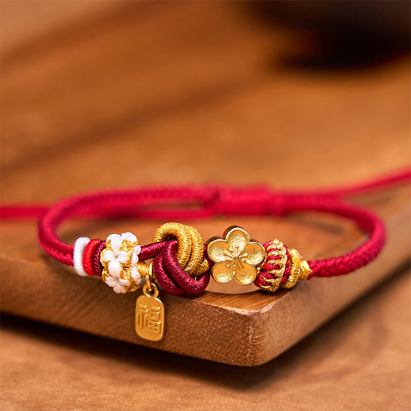 Nimara Ritual Peach Blossom Happiness Charm Luck Red String Bracelet