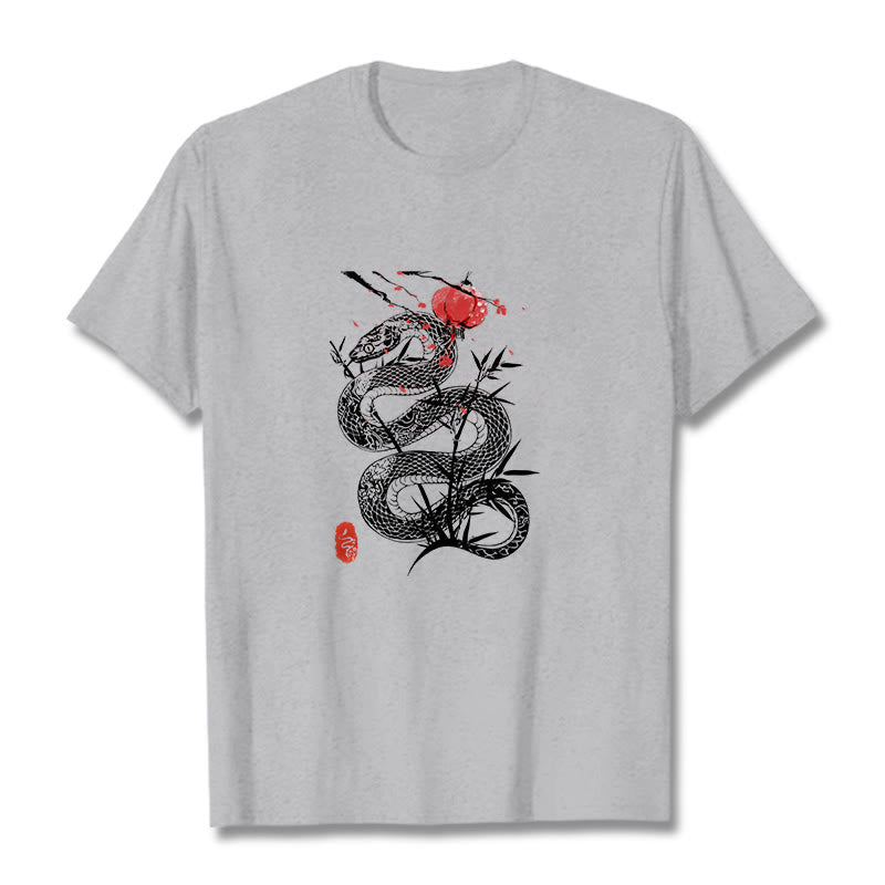 Nimara Ritual Lantern Bamboo Leaves Snake Design Cotton Tee T-shirt