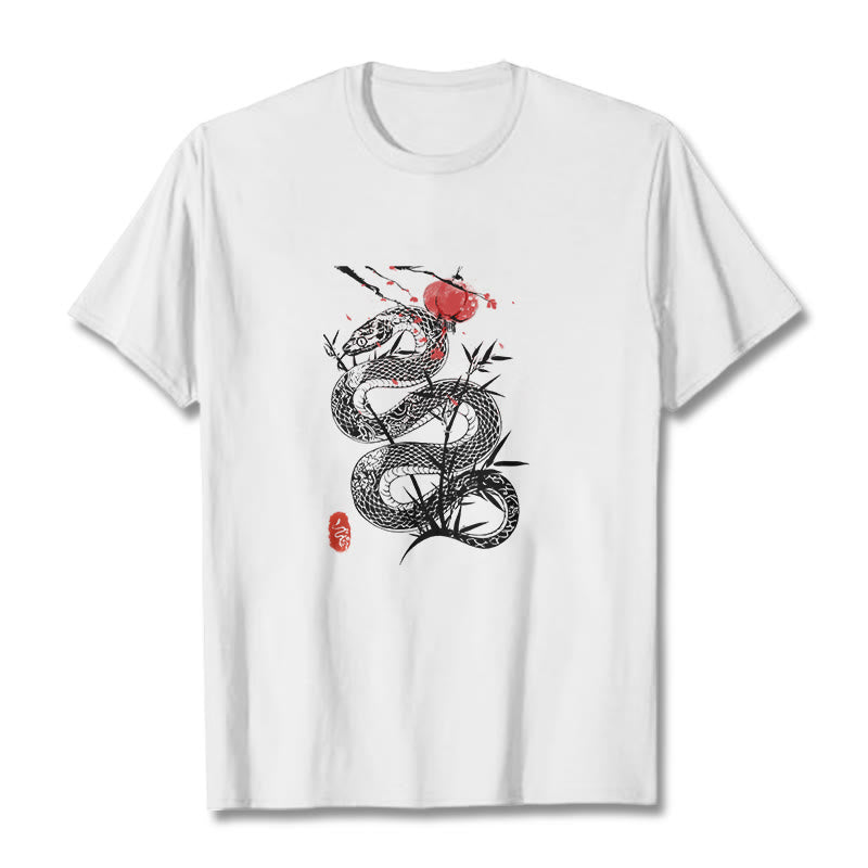 Nimara Ritual Lantern Bamboo Leaves Snake Design Cotton Tee T-shirt