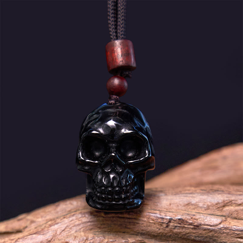 Nimara Ritual Black Obsidian String Skeleton Fulfilment Necklace Pendant