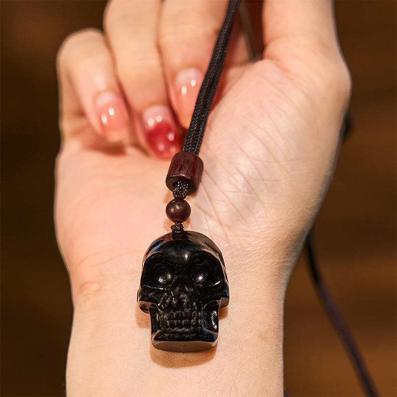 Nimara Ritual Black Obsidian String Skeleton Fulfilment Necklace Pendant