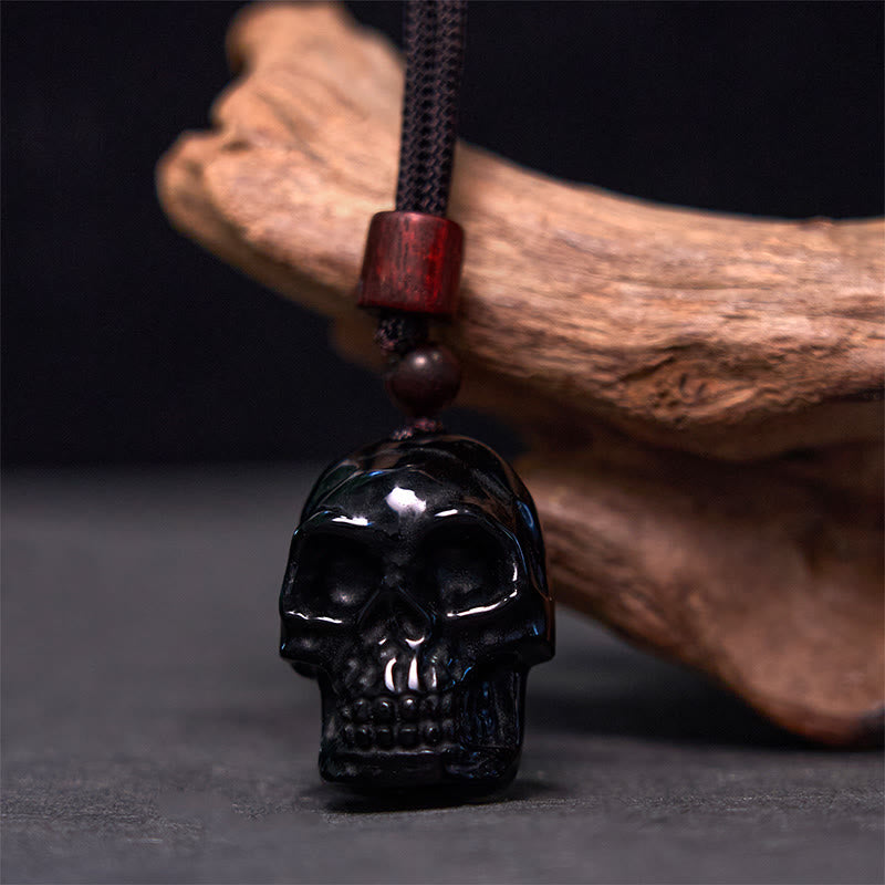 Nimara Ritual Black Obsidian String Skeleton Fulfilment Necklace Pendant