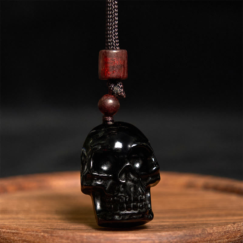 Nimara Ritual Black Obsidian String Skeleton Fulfilment Necklace Pendant