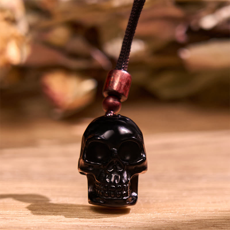Nimara Ritual Black Obsidian String Skeleton Fulfilment Necklace Pendant
