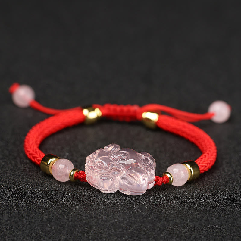 Nimara Ritual PiXiu Pink Crystal Wealth String Braided Bracelet