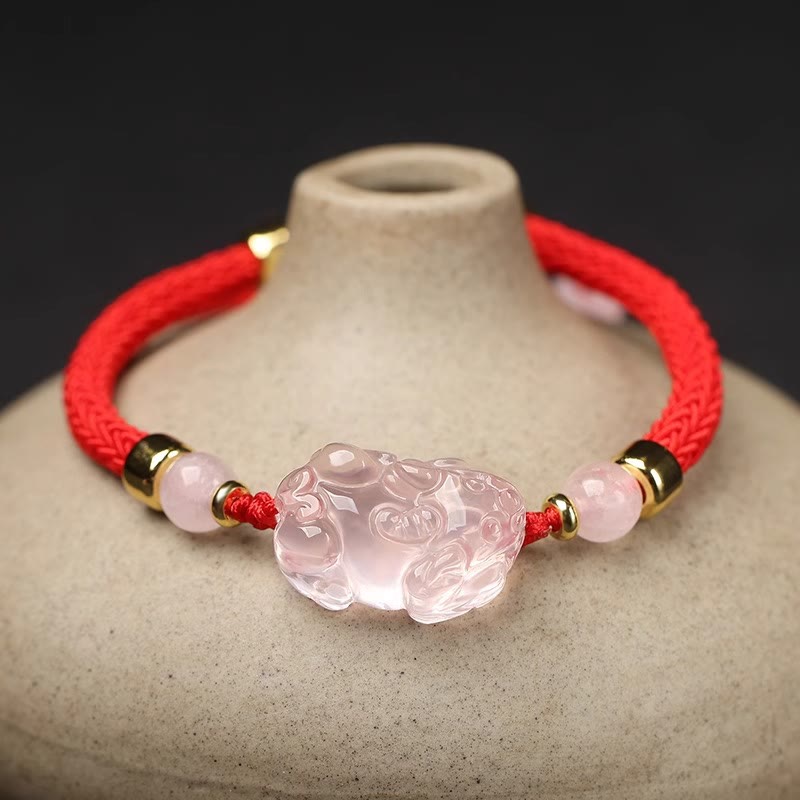 Nimara Ritual PiXiu Pink Crystal Wealth String Braided Bracelet