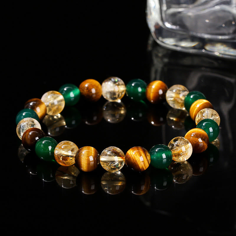 Nimara Ritual Natural Tiger Eye Green Agate Citrine Mix And Match Beads Protection Bracelet