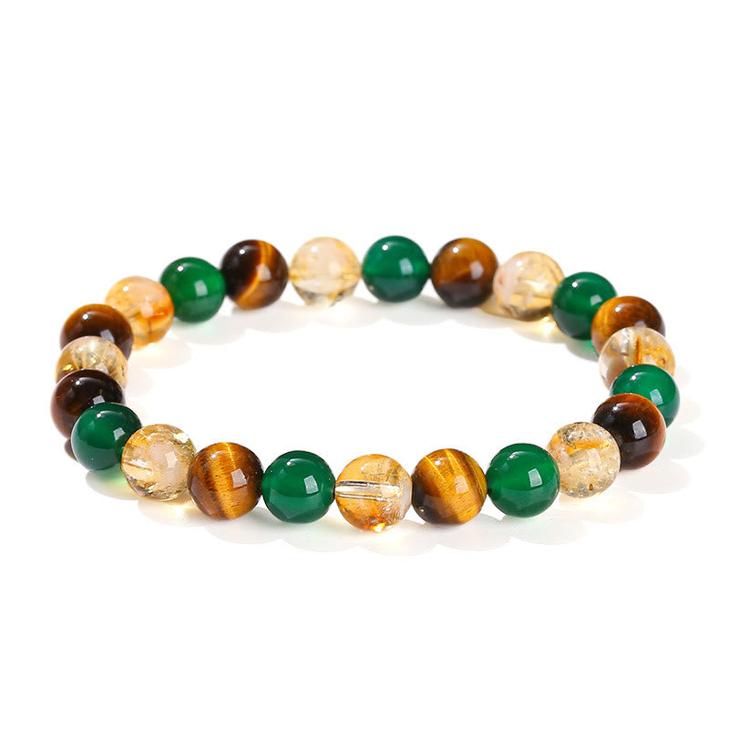 Nimara Ritual Natural Tiger Eye Green Agate Citrine Mix And Match Beads Protection Bracelet