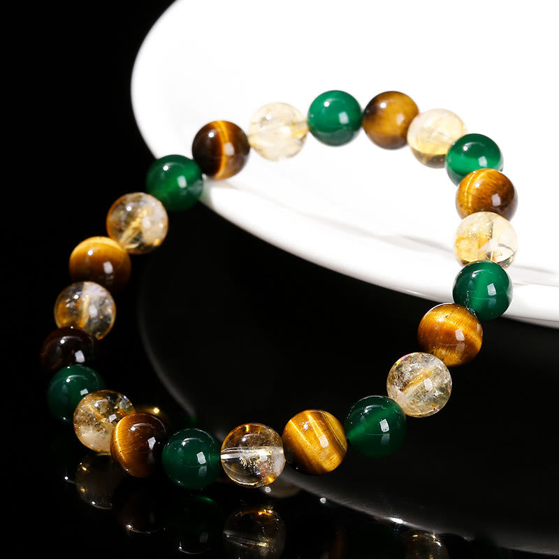 Nimara Ritual Natural Tiger Eye Green Agate Citrine Mix And Match Beads Protection Bracelet