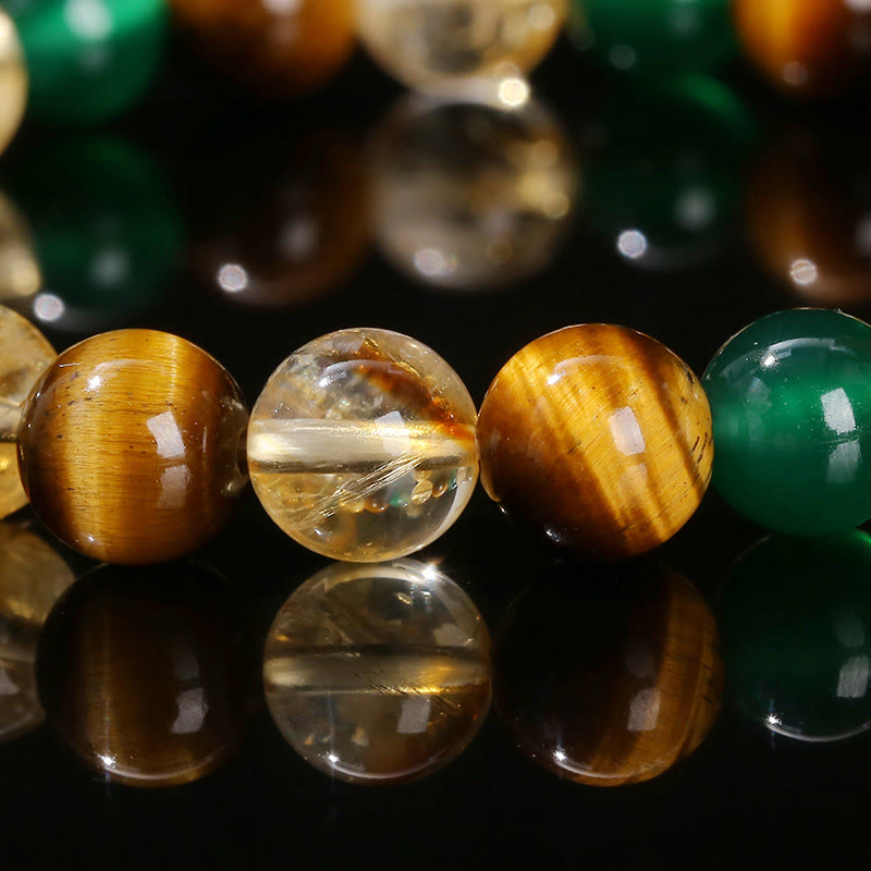 Nimara Ritual Natural Tiger Eye Green Agate Citrine Mix And Match Beads Protection Bracelet