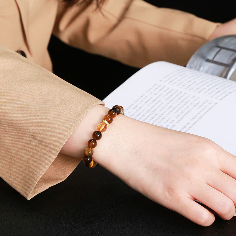 Nimara Ritual Natural Tiger Eye Citrine Beads Strength Bracelet