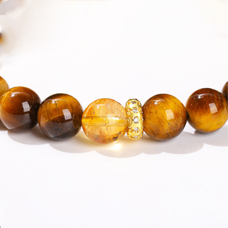 Nimara Ritual Natural Tiger Eye Citrine Beads Strength Bracelet