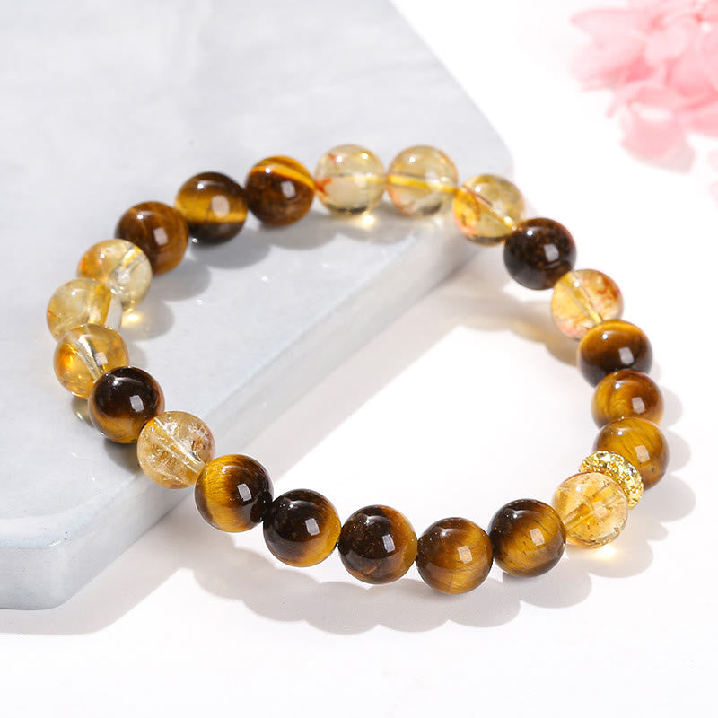 Nimara Ritual Natural Tiger Eye Citrine Beads Strength Bracelet