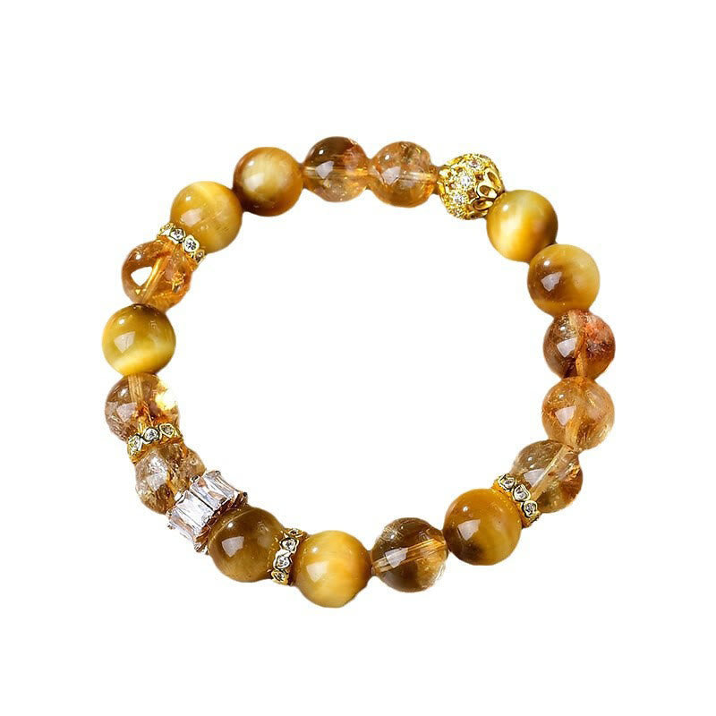 Nimara Ritual Natural Tiger Eye Citrine Beads Strength Courage Bracelet