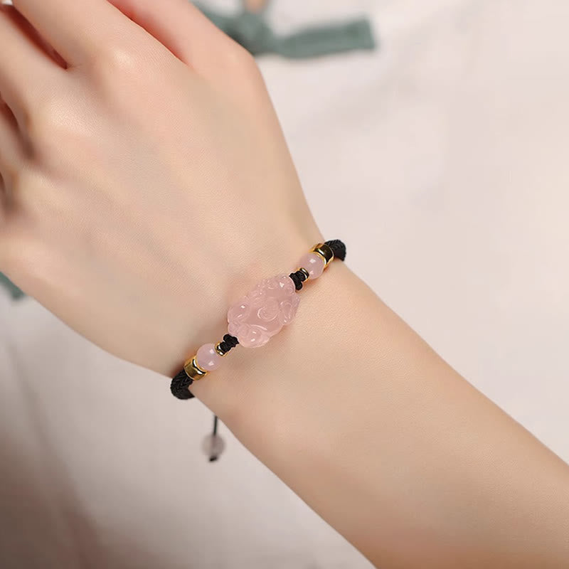 Nimara Ritual PiXiu Pink Crystal Wealth String Braided Bracelet