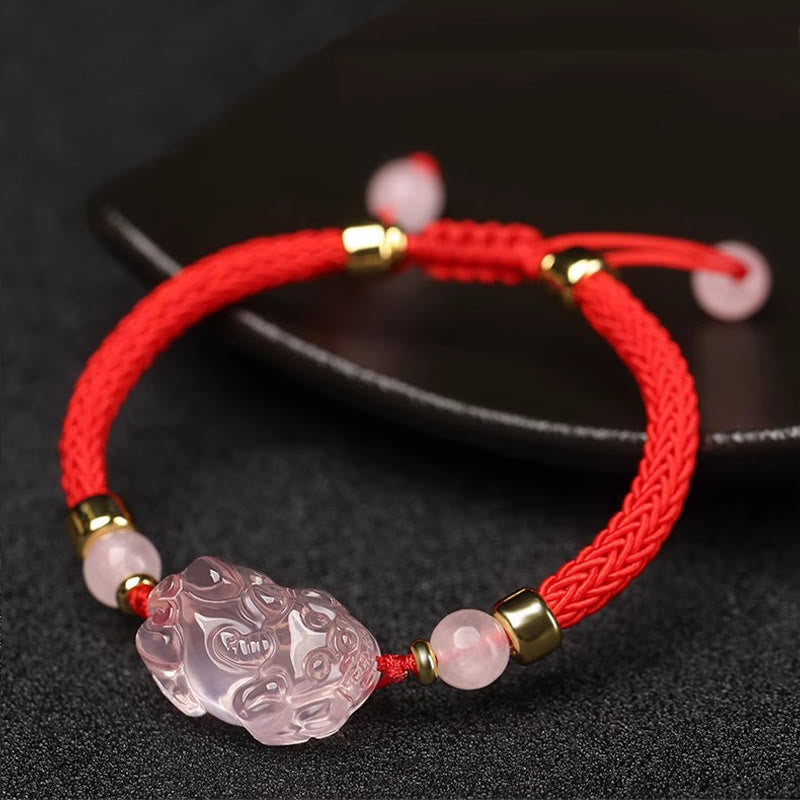 Nimara Ritual PiXiu Pink Crystal Wealth String Braided Bracelet