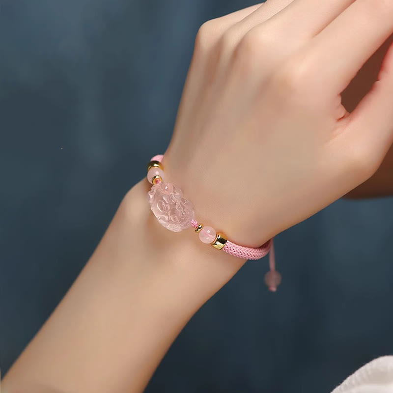Nimara Ritual PiXiu Pink Crystal Wealth String Braided Bracelet