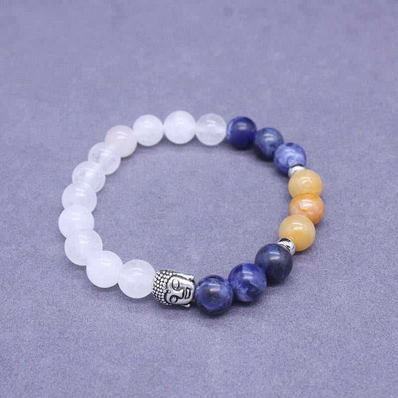 Nimara Ritual Natural Black Onyx White Stone Green Aventurine Tiger Eye Agate Mixed Color Buddha Head Protection Bracelet