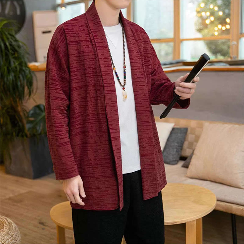 Nimara Ritual Fall Simple Loose Plain Linen Blend Men's Mid-length Coat Clothing