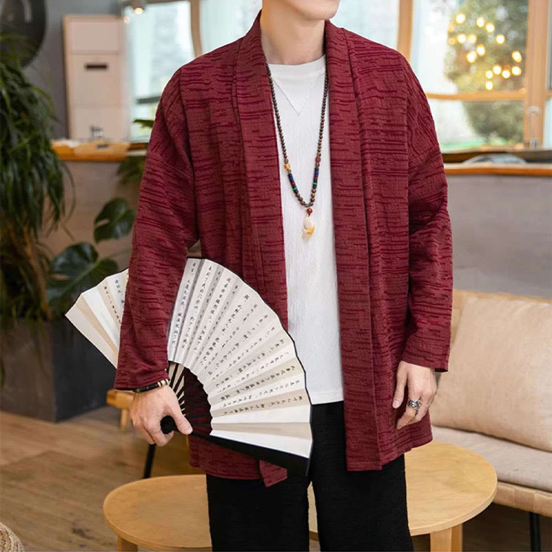 Nimara Ritual Fall Simple Loose Plain Linen Blend Men's Mid-length Coat Clothing