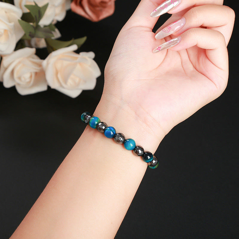 Nimara Ritual 2Pcs Hematite Tiger Eye Blue Tiger Eye Powerful Bracelet Set