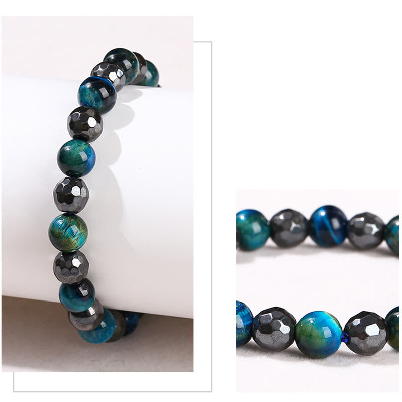 Nimara Ritual 2Pcs Hematite Tiger Eye Blue Tiger Eye Powerful Bracelet Set