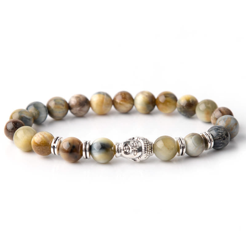 Nimara Ritual Blue Green Red Tiger Eye Buddha Head Balance Bracelet