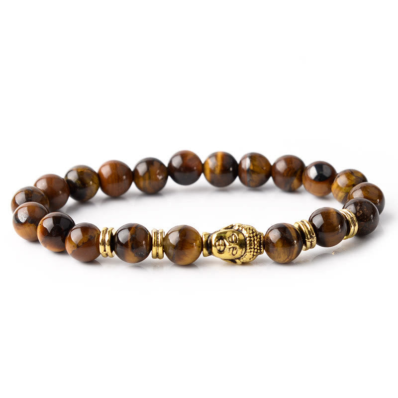 Nimara Ritual Blue Green Red Tiger Eye Buddha Head Balance Bracelet