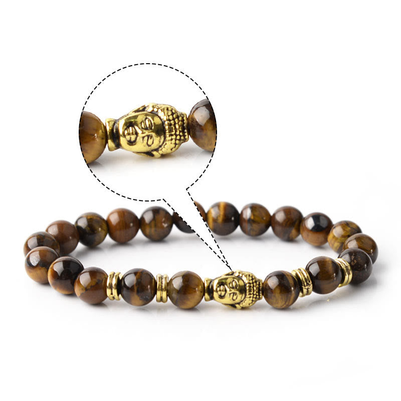 Nimara Ritual Blue Green Red Tiger Eye Buddha Head Balance Bracelet