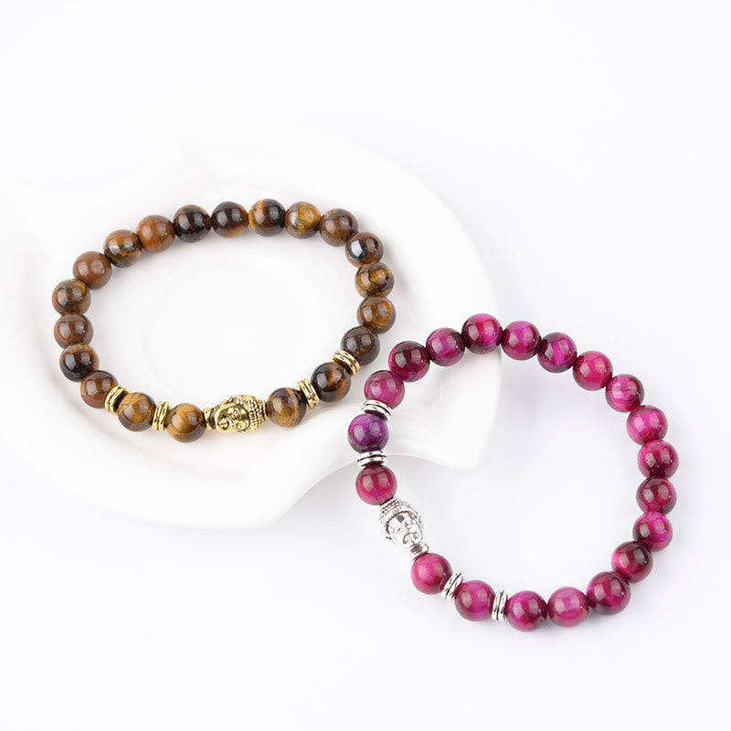 Nimara Ritual Blue Green Red Tiger Eye Buddha Head Balance Bracelet