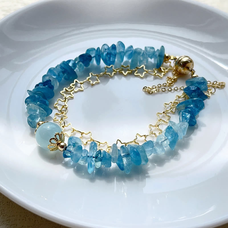 Nimara Ritual Aquamarine Gravel Design Star Healing Magnetic Buckle Bracelet
