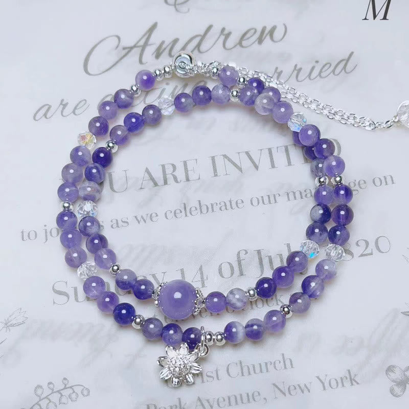 Nimara Ritual Amethyst Crystal Sunflower Spiritual Awareness Double Wrap Bracelet