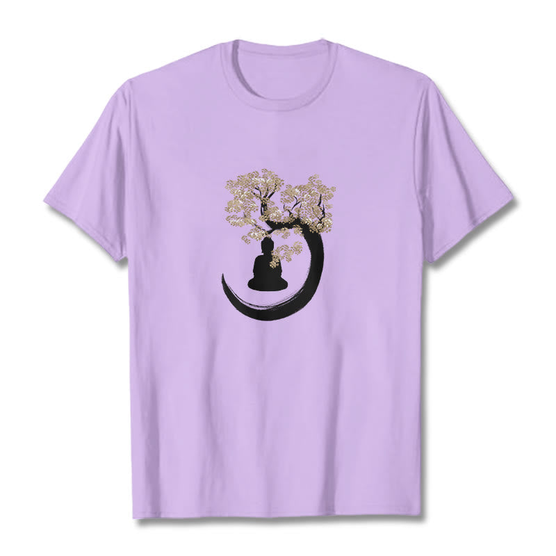 Nimara Ritual Buddha Sitting Under The Tree Cotton Tee T-shirt