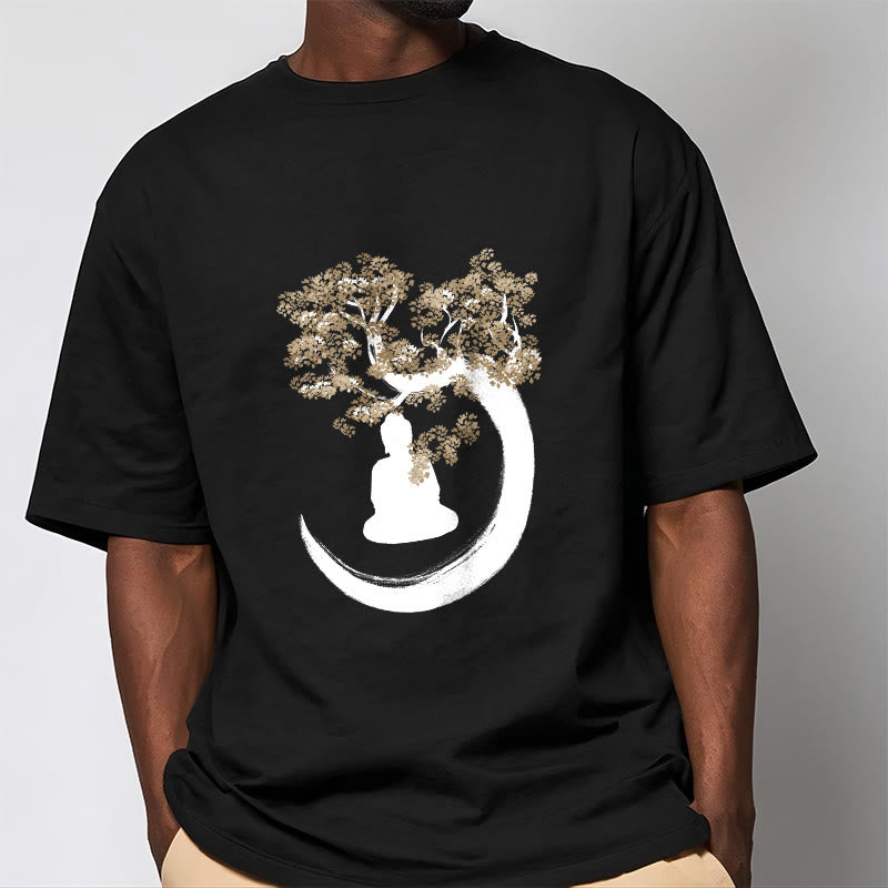 Nimara Ritual Buddha Sitting Under The Tree Cotton Tee T-shirt