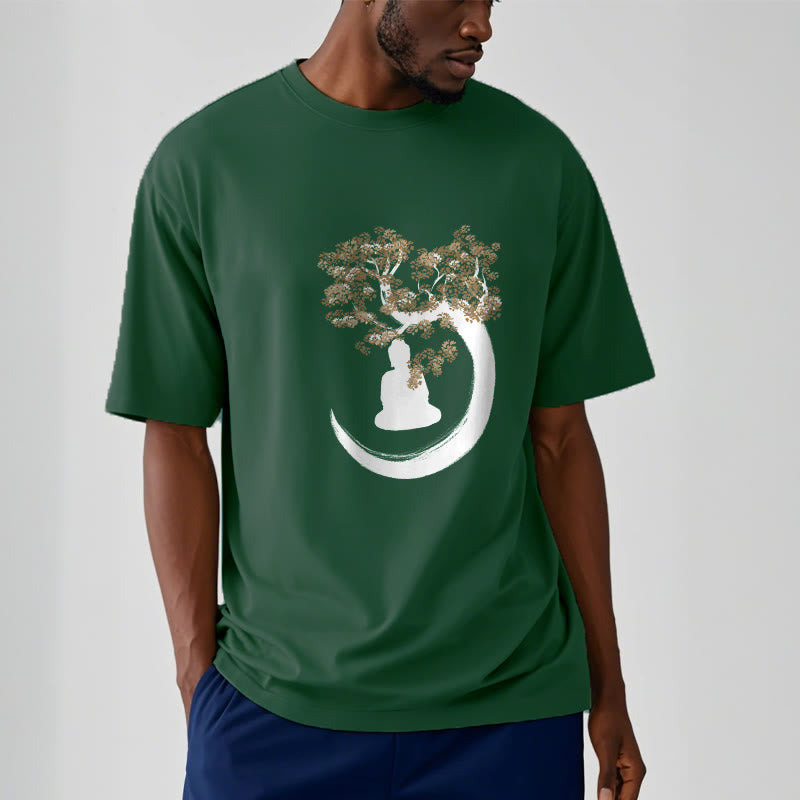 Nimara Ritual Buddha Sitting Under The Tree Cotton Tee T-shirt