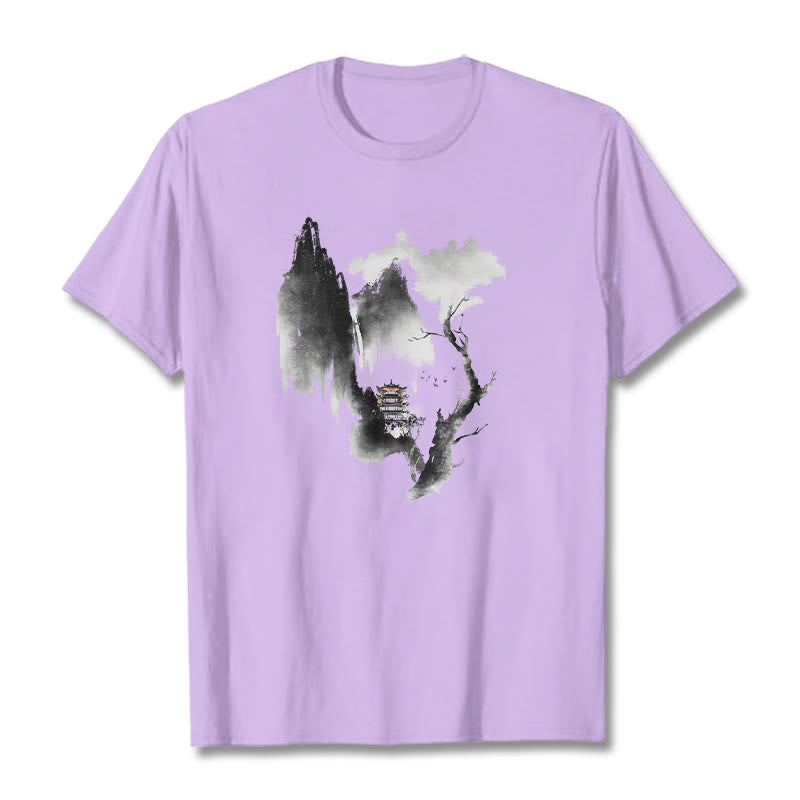 Nimara Ritual Pavilion Tree Geese Around The Mountains Pattern Tee T-shirt