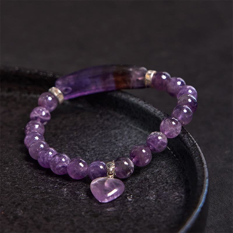 Nimara Ritual Natural Quartz Love Heart Healing Beads Bracelet