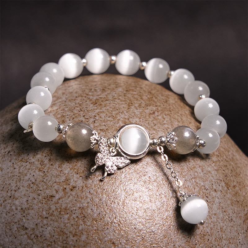 Nimara Ritual Cat's Eye Moonstone Butterfly Star Charm Support Bracelet