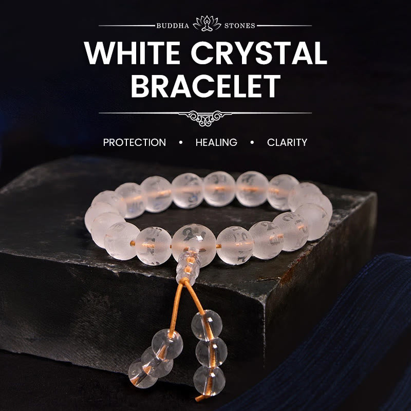 Nimara Ritual Tibet White Crystal Black Onyx Om Mani Padme Hum Meditation Bracelet