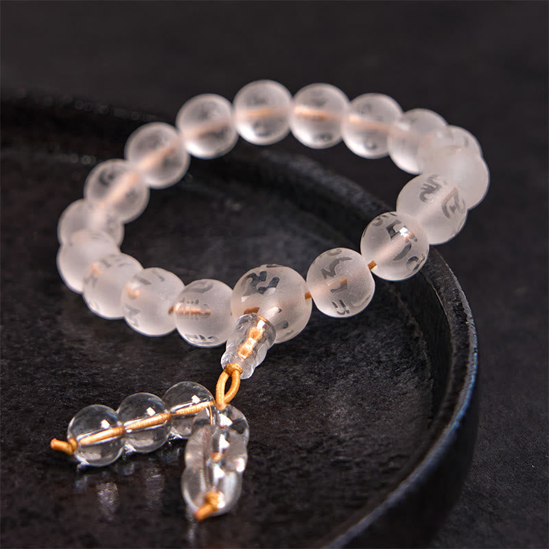 Nimara Ritual Tibet White Crystal Black Onyx Om Mani Padme Hum Meditation Bracelet