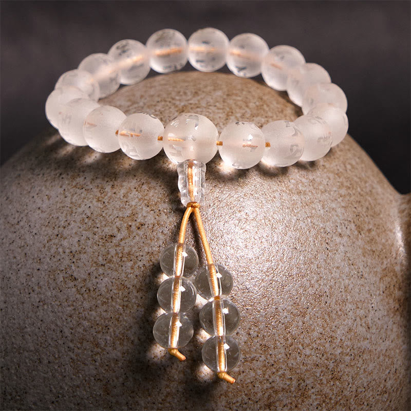 Nimara Ritual Tibet White Crystal Black Onyx Om Mani Padme Hum Meditation Bracelet
