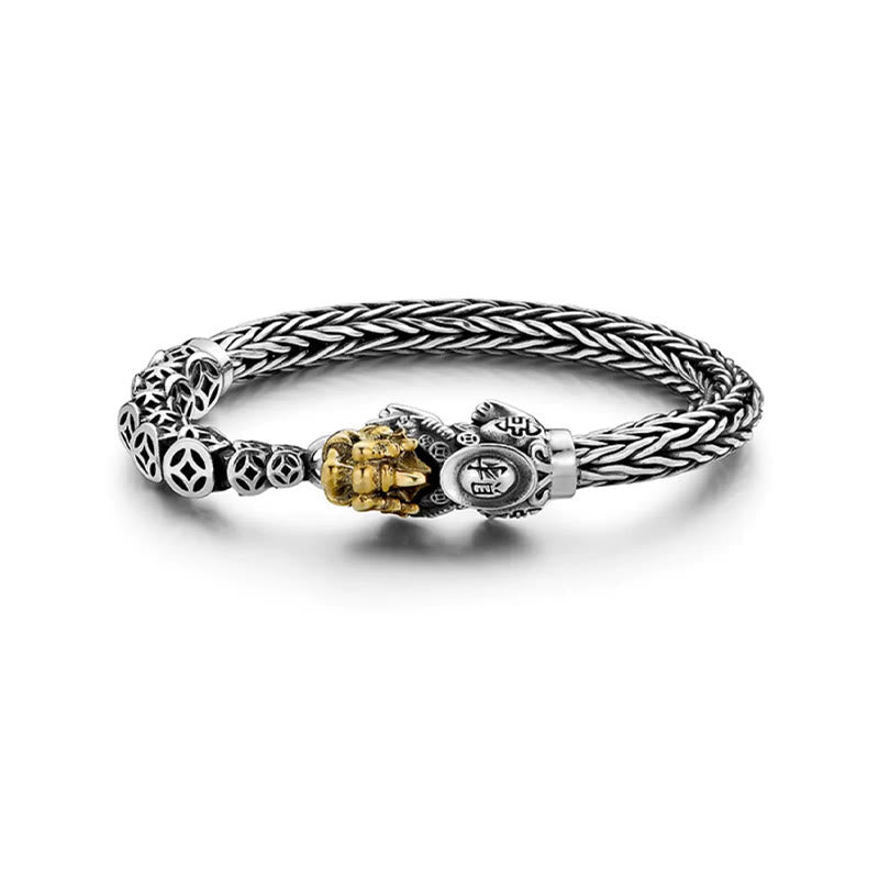 Nimara Ritual 925 Sterling Silver PiXiu Copper Coins Ingot Wealth Bracelet Bangle