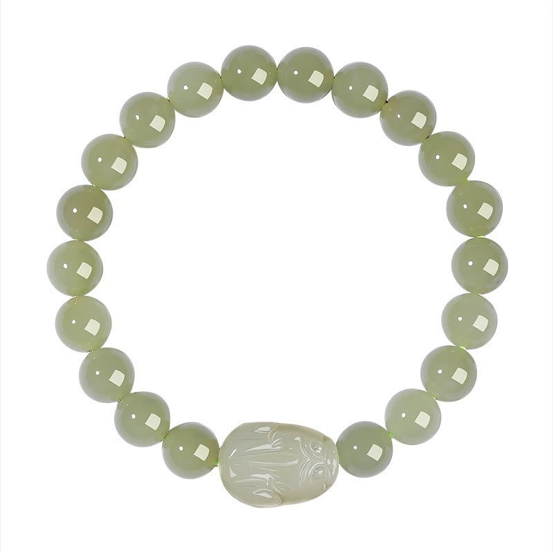 Nimara Ritual Natural Hetian Jade PiXiu Carved Luck Bracelet