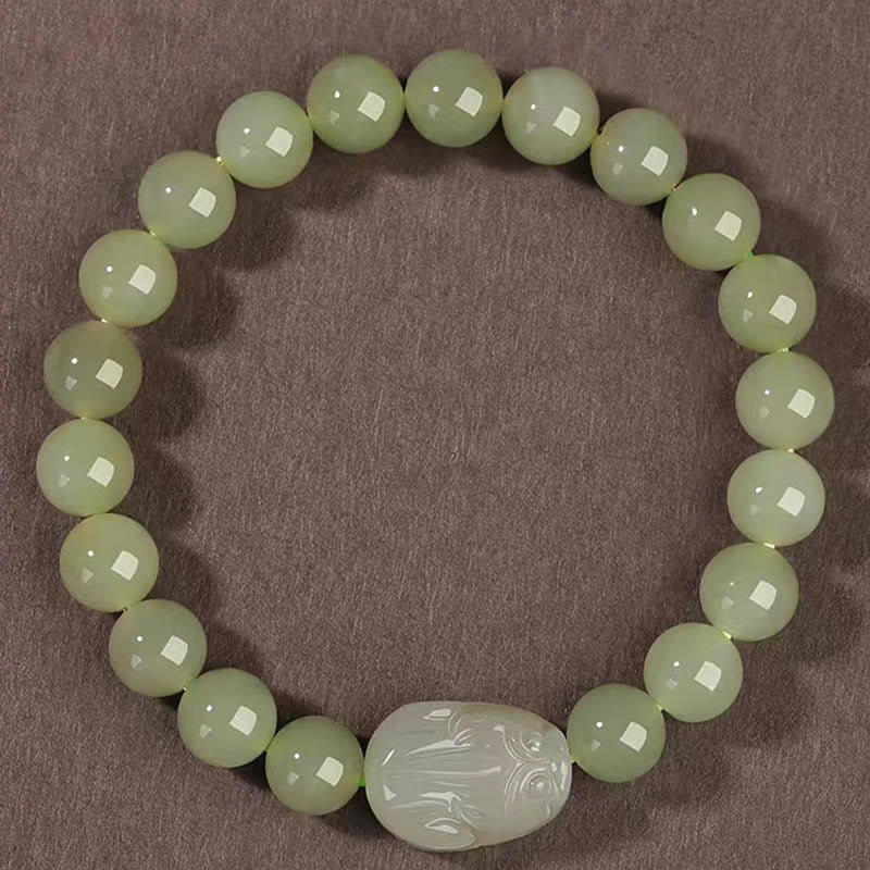 Nimara Ritual Natural Hetian Jade PiXiu Carved Luck Bracelet