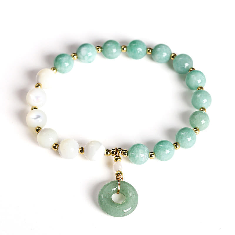 Nimara Ritual Jade Trochus Horseshoe Snail Peace Buckle Charm Abundance Bracelet
