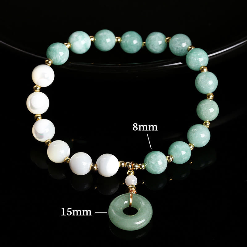 Nimara Ritual Jade Trochus Horseshoe Snail Peace Buckle Charm Abundance Bracelet