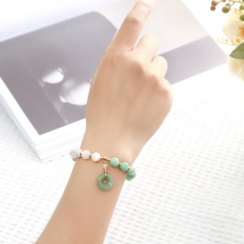 Nimara Ritual Jade Trochus Horseshoe Snail Peace Buckle Charm Abundance Bracelet