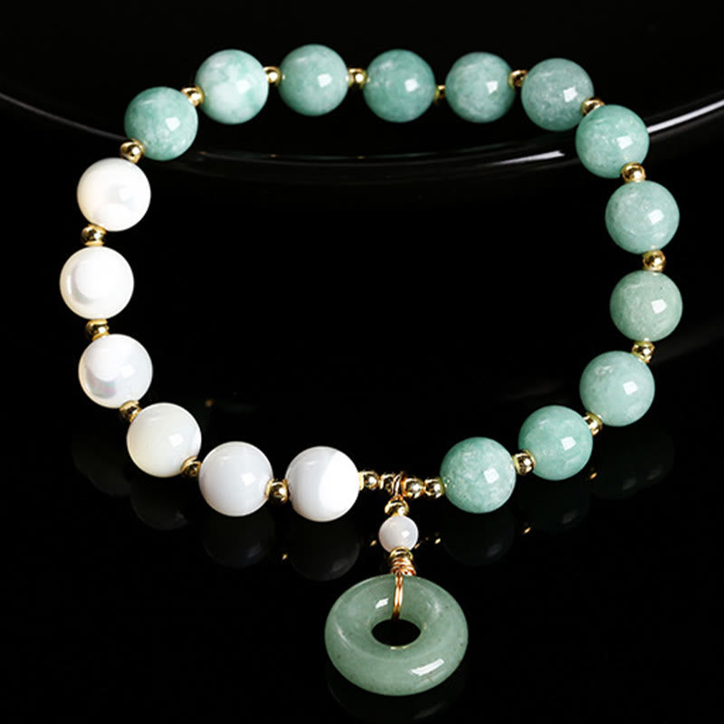 Nimara Ritual Jade Trochus Horseshoe Snail Peace Buckle Charm Abundance Bracelet